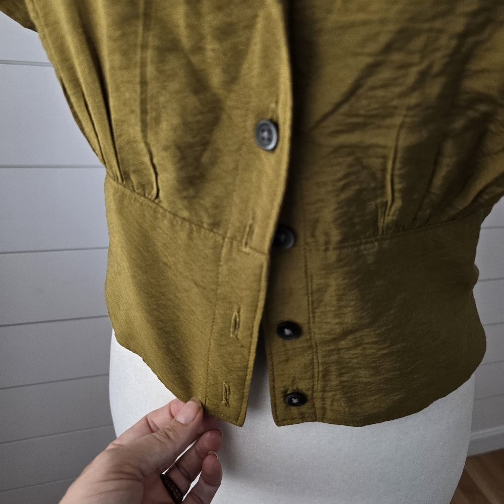 Madewell Olive Green Button Top Size xs - Picture 6 of 7
